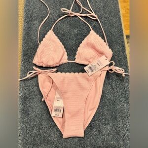 Pink Scalloped Bikini Set